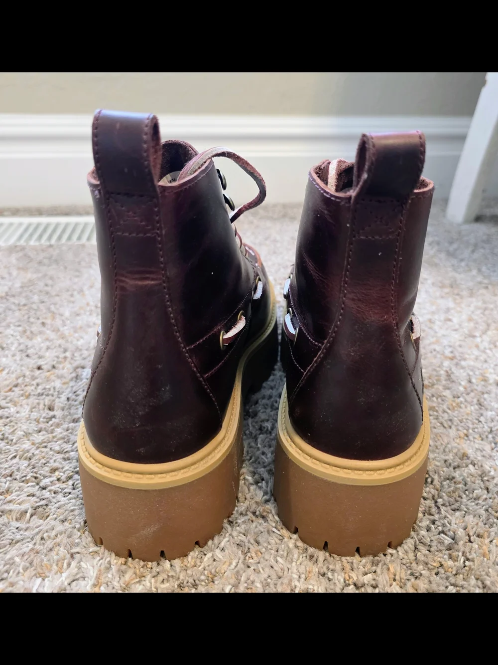 Timberland Men's Burgundy Leather Kiltie Lace-Up Work Boots - Picture 4 of 6